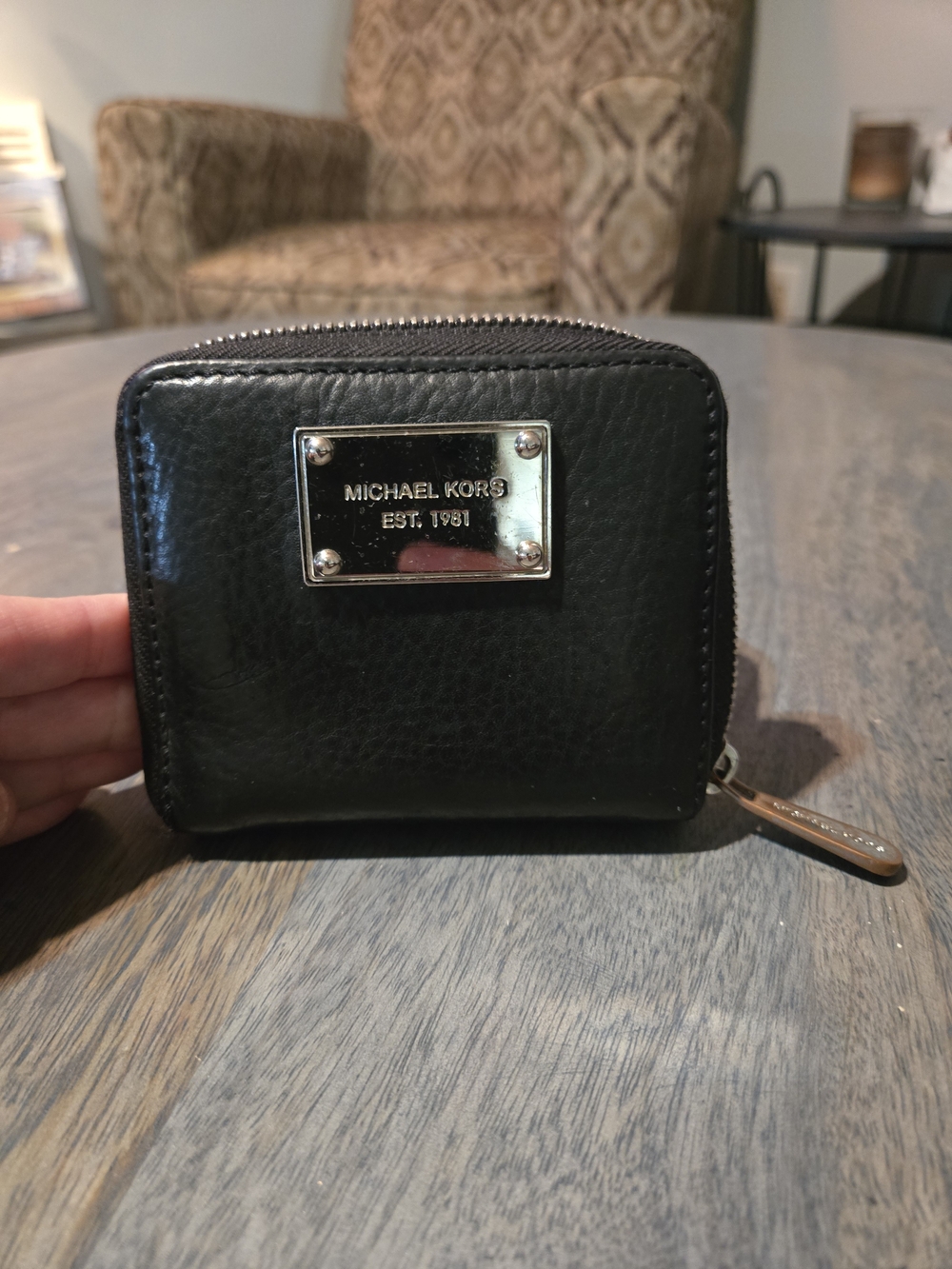 Michael Kors Black Leather Zip Wallet